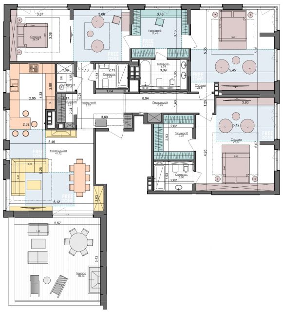 ЖК «Файна Таун» — планировки 3-комнатных квартир